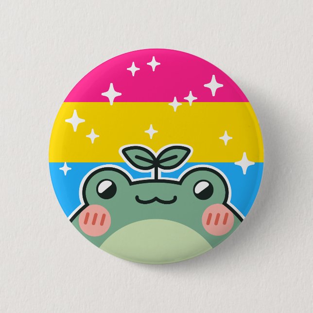 Macaron Rond 5 Cm Bouton de grenouille à drapeau LGBT Pride Pansexua (Devant)