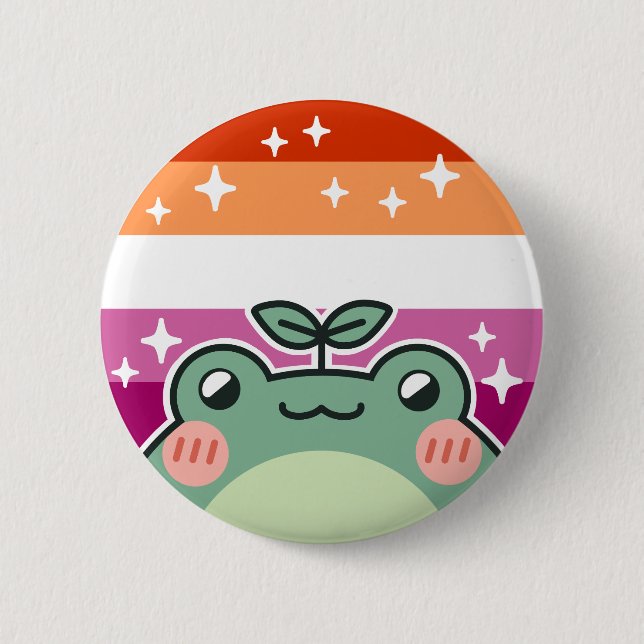Macaron Rond 5 Cm Bouton de grenouille du drapeau LGBT Pride lesbien (Devant)