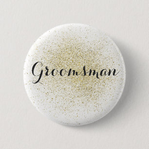 Macaron Rond 5 Cm Bouton de Groomsman d'or de parties scintillantes