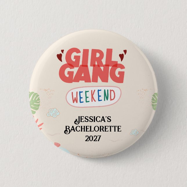 Macaron Rond 5 Cm BOUTON DE GROUPE DE FILLE À MARIER (Personnalisé) (Devant)