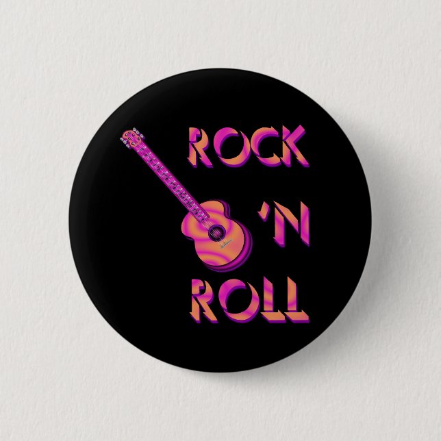 Macaron Rond 5 Cm Bouton de guitare acoustique de rock (Devant)