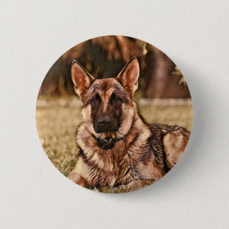 Macaron Rond 5 Cm Bouton de Hackibus de chien de berger allemand
