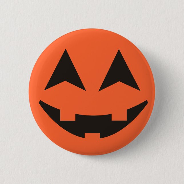 Macaron Rond 5 Cm Bouton de Halloween de visage de citrouille de (Devant)