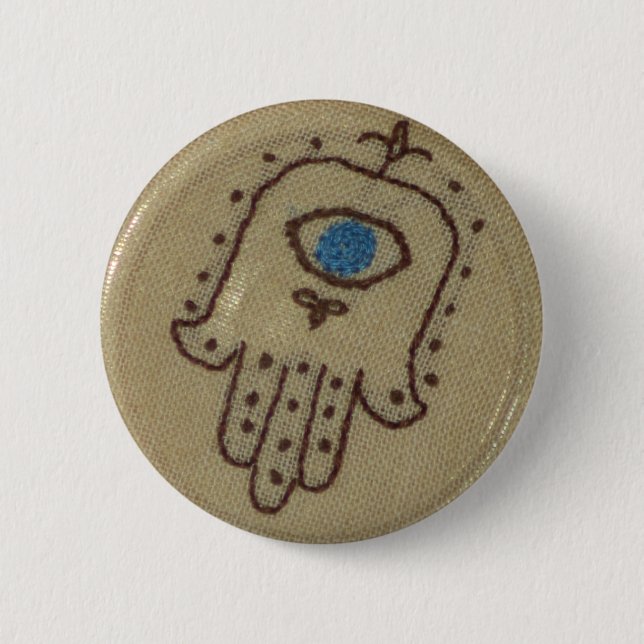 Macaron Rond 5 Cm Bouton de Hamsa (Devant)