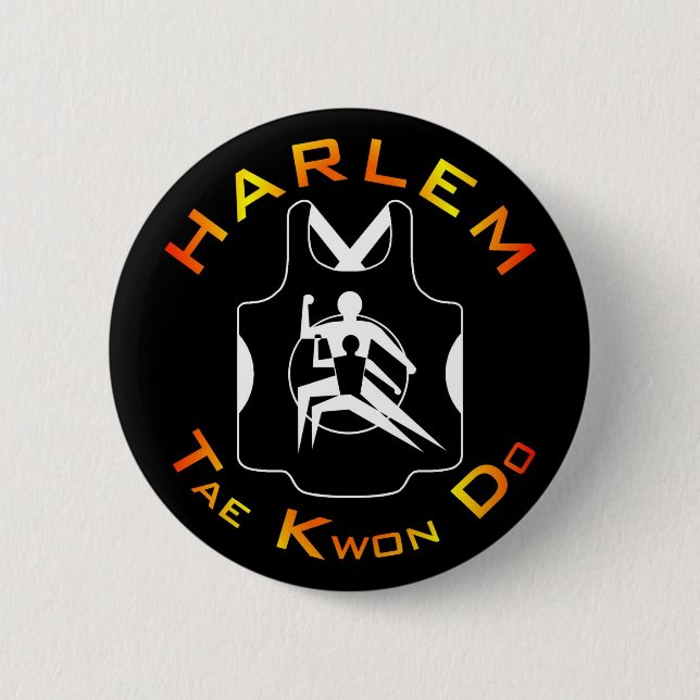 Macaron Rond 5 Cm Bouton de Harlem le Taekwondo (Devant)