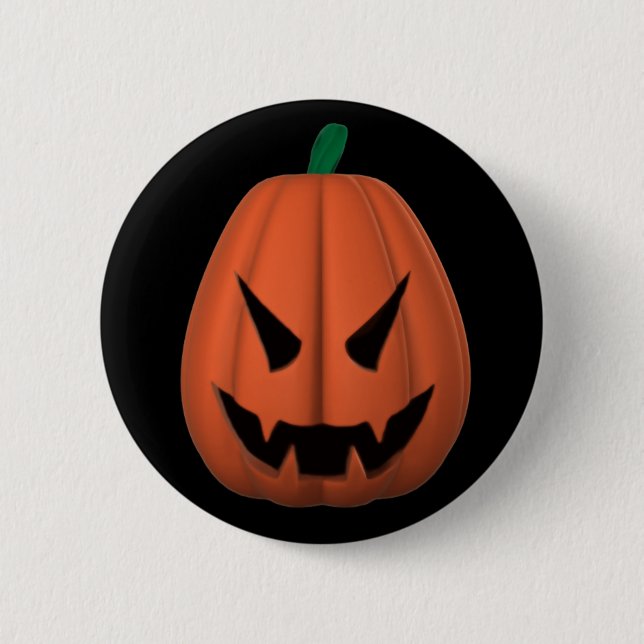 Macaron Rond 5 Cm Bouton de Jack O'Lantern de vampire (Devant)