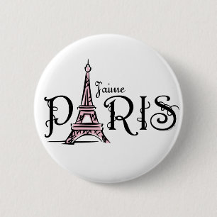 Macaron Rond 5 Cm Bouton de J'aime Paris