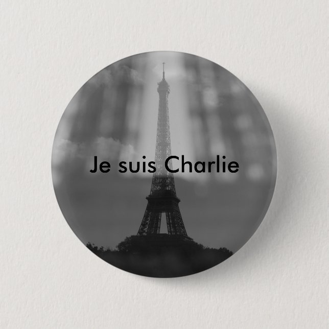 Macaron Rond 5 Cm Bouton de Je Suis Charlie (Devant)