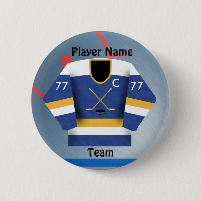 Macaron Rond 5 Cm Bouton de Jersey d'équipe de hockey de glace (Devant)