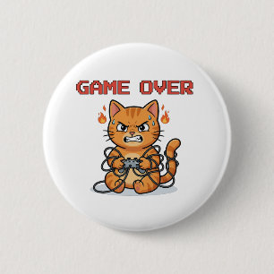 Macaron Rond 5 Cm Bouton de jeu terminé de chat de jeu drôle