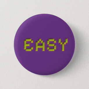 Macaron Rond 5 Cm Bouton de jeu violet en pixel art facile - Style n