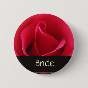 Macaron Rond 5 Cm Bouton de jeune mariée de rose rouge