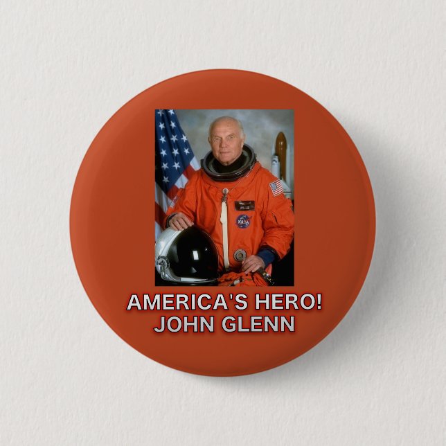 Macaron Rond 5 Cm Bouton de John Glenn du héros de l'Amérique (Devant)