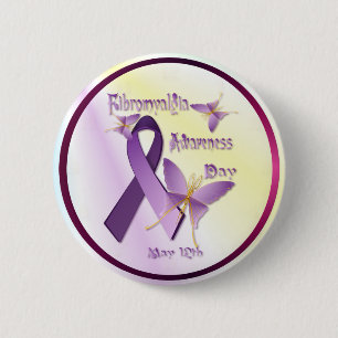 Macaron Rond 5 Cm Bouton de jour de conscience de fibromyalgie
