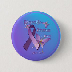 Macaron Rond 5 Cm Bouton de jour de conscience de fibromyalgie