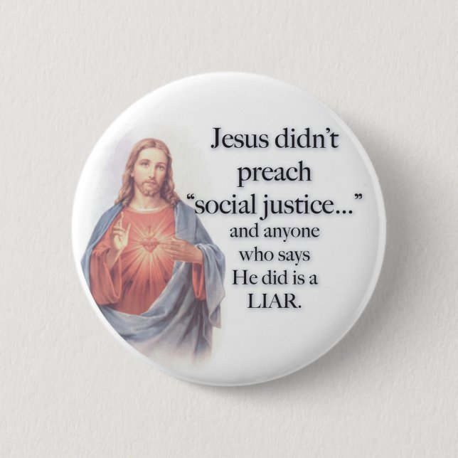 Macaron Rond 5 Cm Bouton de justice sociale de Jésus (Devant)