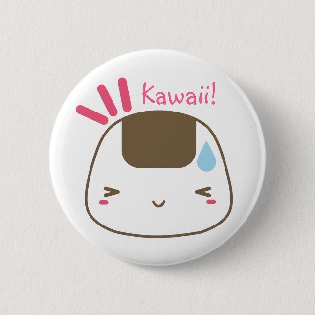 Macaron Rond 5 Cm Bouton de Kawaii Onigiri (Devant)
