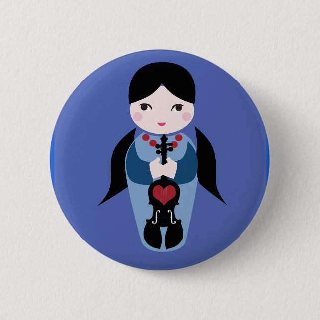 Macaron Rond 5 Cm Bouton de Kokeshi de violon (Devant)