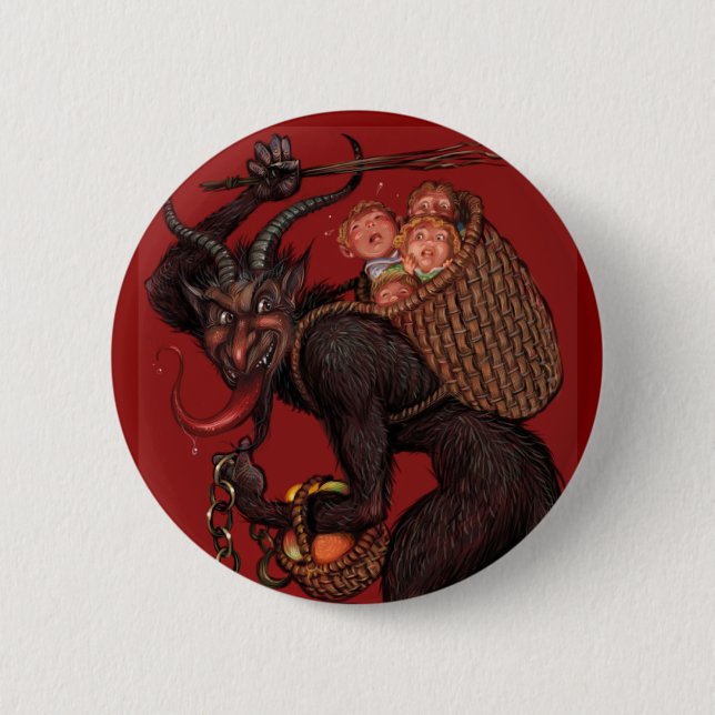 Macaron Rond 5 Cm Bouton de Krampus (Devant)