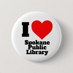 Macaron Rond 5 Cm Bouton de la bibliothèque publique I Heart Spokan