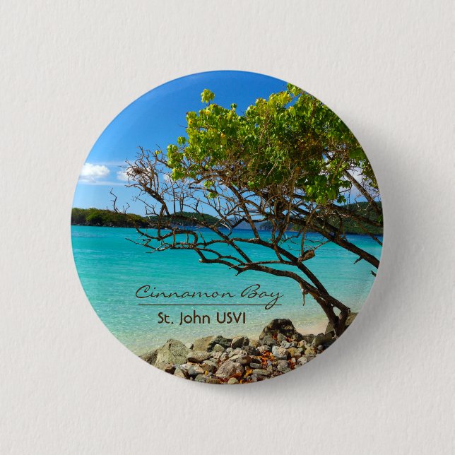 Macaron Rond 5 Cm Bouton de la broche tropicale St. John USVI de Cin (Devant)