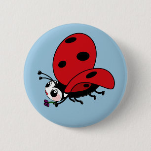 Macaron Rond 5 Cm Bouton de la coccinelle des ailes joyeuses
