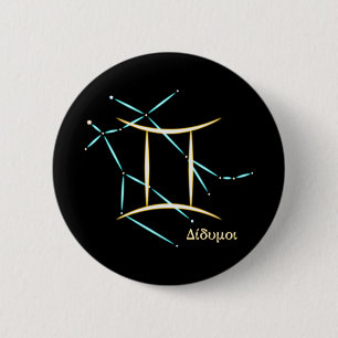 Macaron Rond 5 Cm Bouton de la constellation du zodiaque Gémeaux