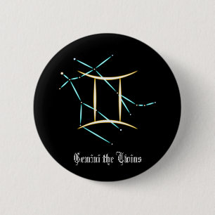 Macaron Rond 5 Cm Bouton de la constellation du zodiaque Gémeaux