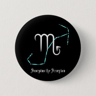 Macaron Rond 5 Cm Bouton de la constellation du zodiaque Scorpion