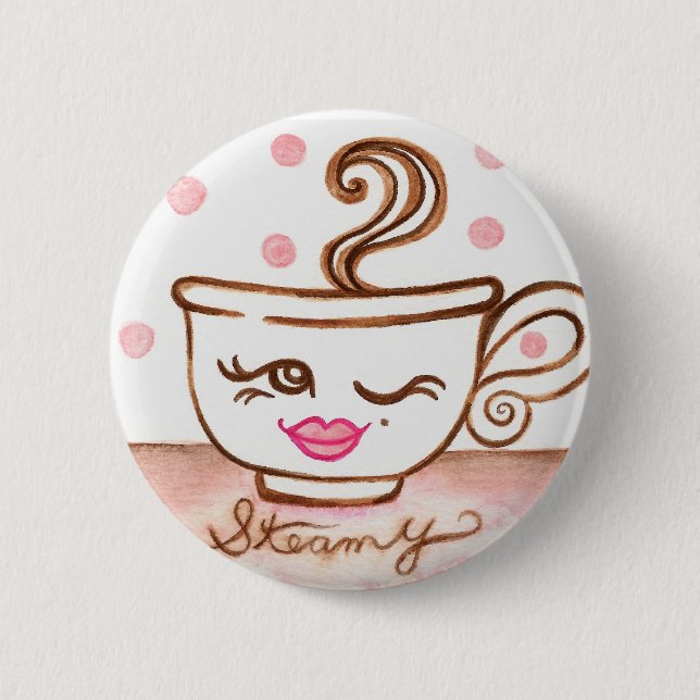 Macaron Rond 5 Cm Bouton de la coupe de café vapeur (Devant)