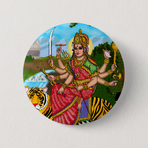 Macaron Rond 5 Cm Bouton de la déesse Durga