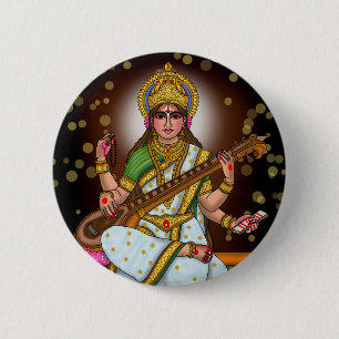 Macaron Rond 5 Cm Bouton de la déesse Saraswati