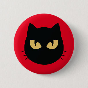 Macaron Rond 5 Cm Bouton de la face du chat noir