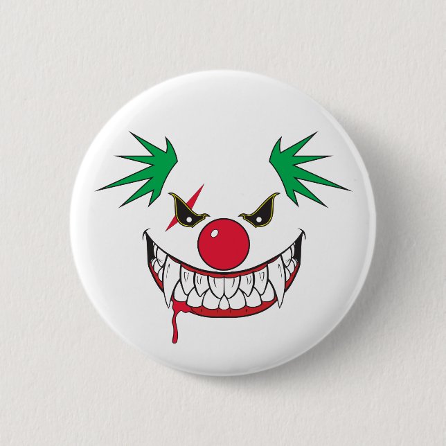 Macaron Rond 5 Cm Bouton de la face du clown monstre Grin (Devant)