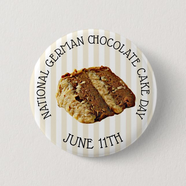 Macaron Rond 5 Cm Bouton de la journée nationale du gâteau au chocol (Devant)