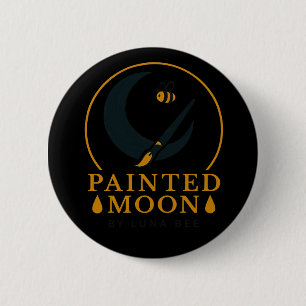 Macaron Rond 5 Cm Bouton de la marque Luna Bee Peint Moon