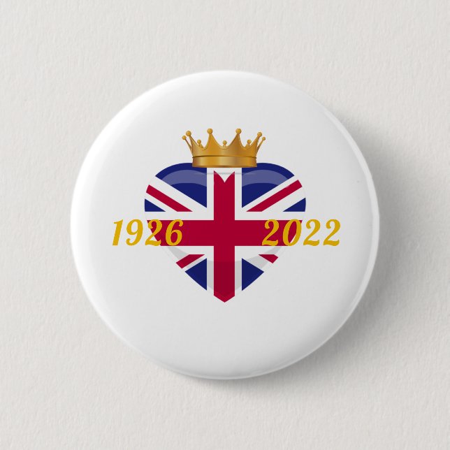 Macaron Rond 5 Cm Bouton de la reine Elizabeth II, 1926-2022 (Devant)