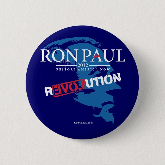 Macaron Rond 5 Cm Bouton de la révolution 2012 de Ron Paul (Devant)