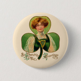 Macaron Rond 5 Cm Bouton de la Saint-Patrick de la Jeune Irlandaise