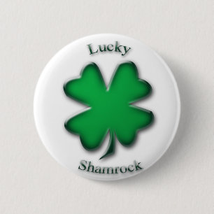 Macaron Rond 5 Cm Bouton de la Saint Patrick, Shamrock chanceux