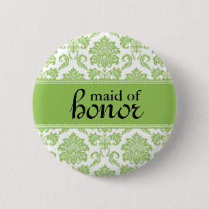 Macaron Rond 5 Cm Bouton de la servante d'honneur Damask