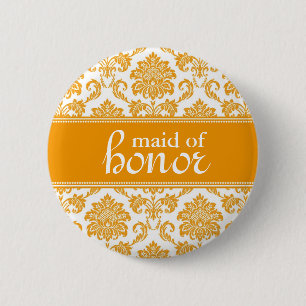 Macaron Rond 5 Cm Bouton de la servante d'honneur Damask