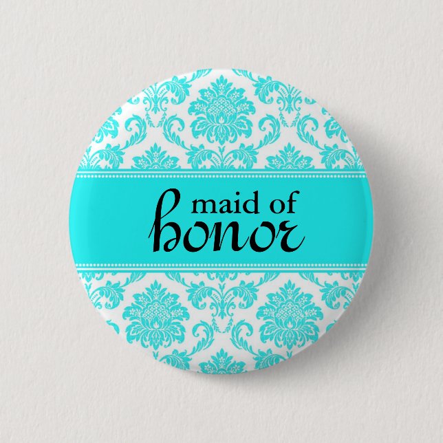 Macaron Rond 5 Cm Bouton de la servante d'honneur Damask (Devant)