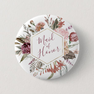 Macaron Rond 5 Cm Bouton de la servante d'honneur Dusty Rose