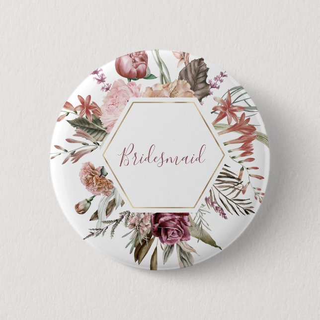 Macaron Rond 5 Cm Bouton de la servante du Rose Dusty (Devant)