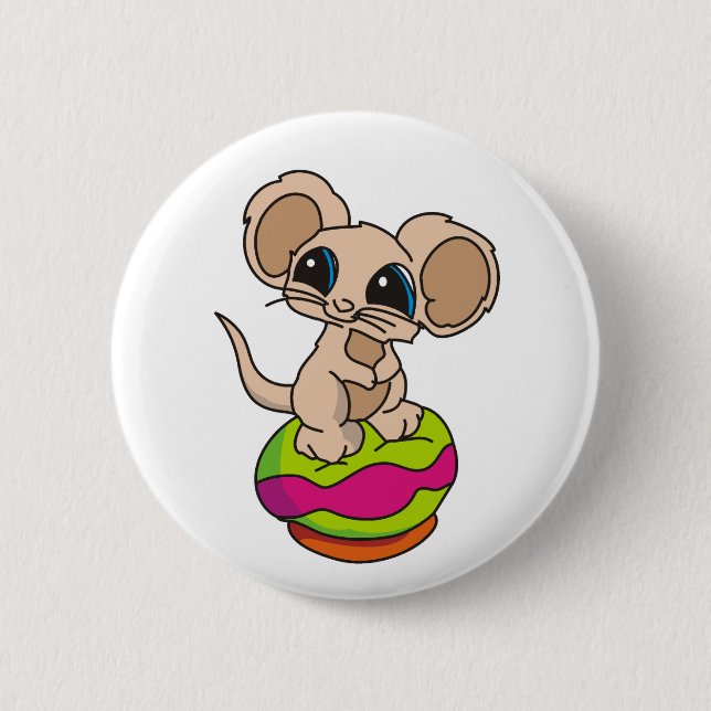 Macaron Rond 5 Cm Bouton de la souris fait sur commande (Devant)