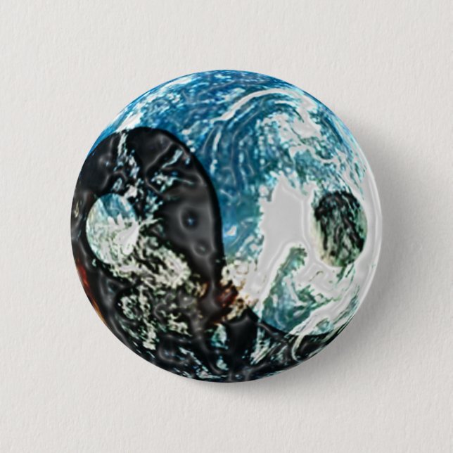 Macaron Rond 5 Cm Bouton de la terre de Yin Yang (Devant)