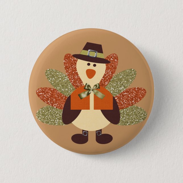 Macaron Rond 5 Cm Bouton de la Turquie de thanksgiving (Devant)
