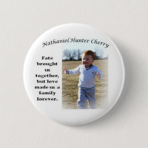 Macaron Rond 5 Cm Bouton de l'adoption de Nathan - blanc