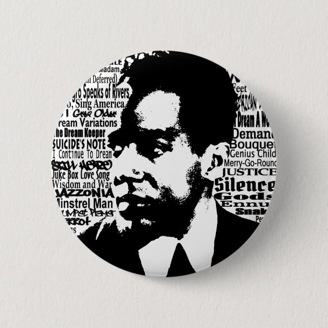Macaron Rond 5 Cm Bouton de Langston Hughes (Devant)